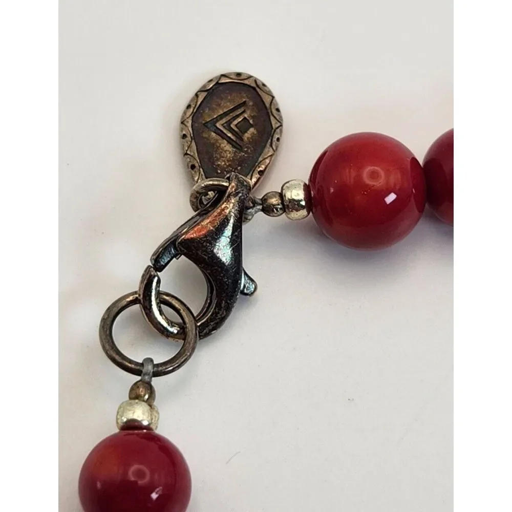 Silpada UNDER THE SUN Necklace Retired 925 Sterling Silver Brass Coral & Howlite